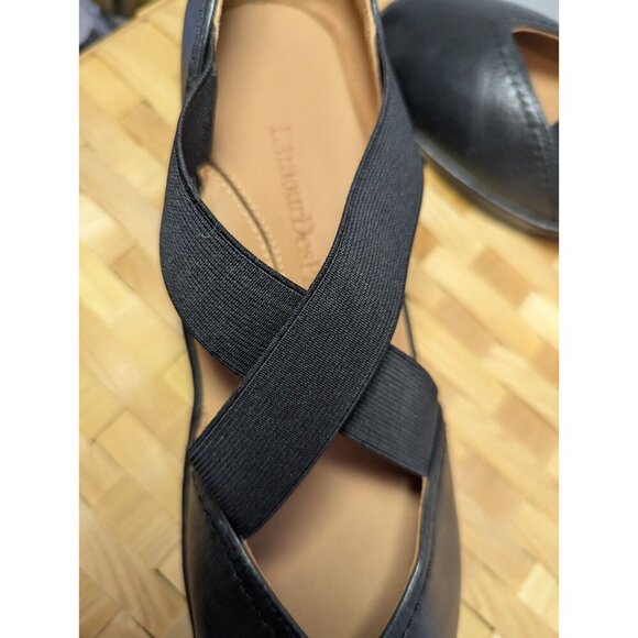 L'Amour Des Pieds Black Leather Mary Jane Shoe Wedge Women 9.5 Comfort Slip On - Picture 6 of 16